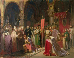 Luigi VII il Giovane, re di Francia, prende la bandiera a Saint-Denis nel 1147, 1840